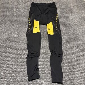 Nike Mens S Cycling Tights LIVESTRONG Padded Coolmax Black Yellow Ankle Zip